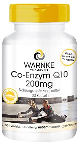 Coenzym Q10 200mg - 100 Kapseln - CoQ10 Kapseln - hochdosiert - Ubichinon | Warnke Vitalstoffe - Deutsche Apothekenqualität