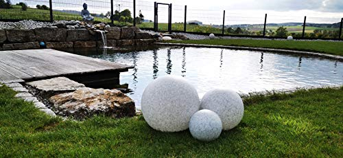 Trango 3er Set 23400G Granitstein-Optik Gartenkugel IP65 in 20/30/40cm ? Kugelleuchte mit je 5 Meter Kabel & E27 Fassung Kugellampe, Gartenleuchte, Außenleuchte, Außenlampe Kugel ohne Leuchtmittel