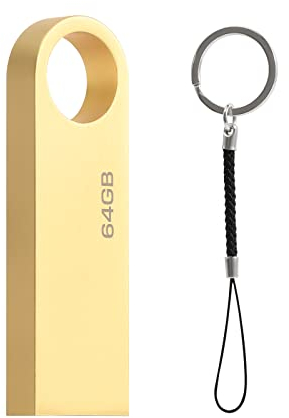 Clé USB 64 Go, Mini Clef USB 64 GB Pen Drive 64GO USB Flash Drive 64GB Cle USB 64 giga avec Crochet pour Ordinateur Portable/PC/Voiture etc (Or)…