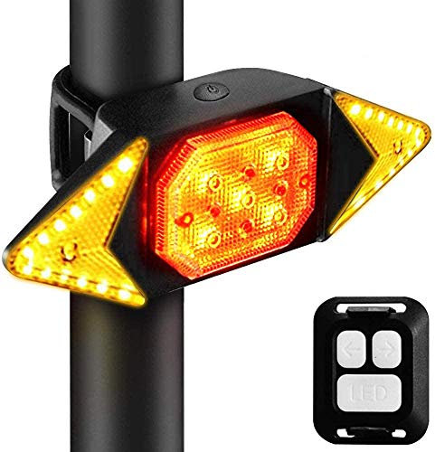 Dricar Bike Tail Light Turn Signal Lights, USB Rechargeable Waterproof LED Rear Warning Light with Wireless Remote Control, 5 Lights Mode Bicycle Indicators