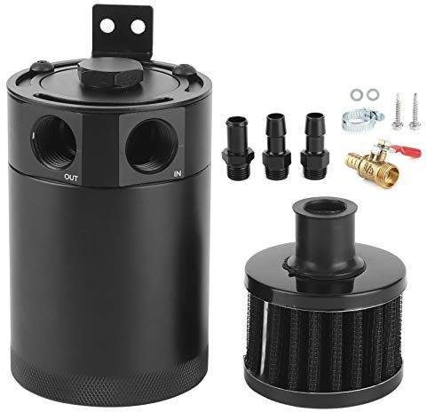 Öl Catch Tank Reservoirtank Universal Ölauffangbehälter mit 2 Anschlüssen und Ablassventil Entlüftungsventil mit Schwallblechen 5oz Kapazität