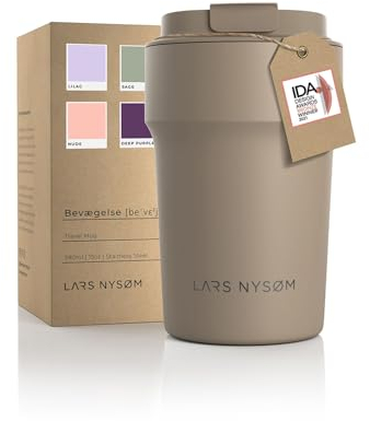 LARS NYSØM Taza térmica café para llevar | Termo Café para llevar de 0,38 litros con aislante | Travel Mug de Acero Inoxidable a Prueba de Fugas para la Bebida Caliente y Té (Taupe Brown, 380ml)