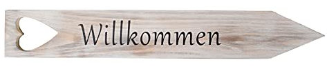 levandeo Cartel de madera para jardín con texto en alemán Willkommen (47 cm)