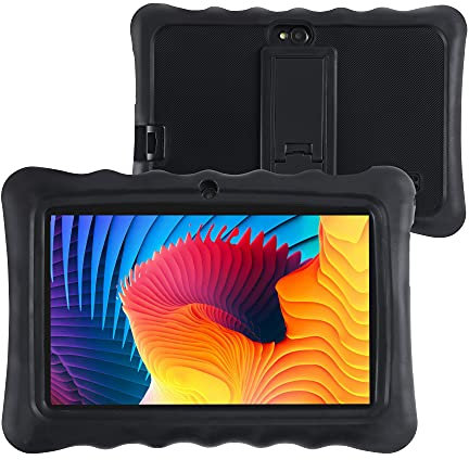 LAMZIEN P2 Tablet 7 Pulgadas, Android 10 Tableta WiFi 16GB (TF 128GB), IPS HD Quad-Core GPS Bluetooth Dual-Cámara Google Play GMS Certified, con Funda,Negro