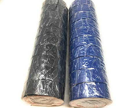 Isolierband schwarz blau 20er Set, Iso Tape 19 mm x 10 m, VDE-geprüft, wasserfest, elastisch, durchschlagfest bis 5 kV