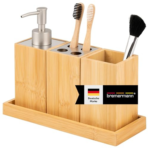 bremermann Badezimmer-Set 4-TLG., Bambus, Badezimmer-Zubehör-Set mit Ablage
