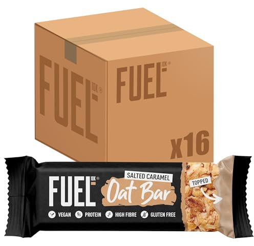 FUEL10K Salted Caramel Oat Bars, 9g Protein, 45 g (16-Pack) | High Protein, Vegan-Friendly, Healthy Snack, Perfect for On-the-Go, 16 Bars