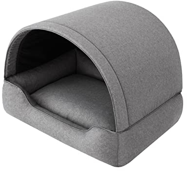 Hundehöhle Hundebett Katzenbett Hundehütte Haustierbett Hundehaus Hundeliegen Hundesofa Korb Sofa Hundekissen Schlafplatz, Anthrazit, 60x47 cm
