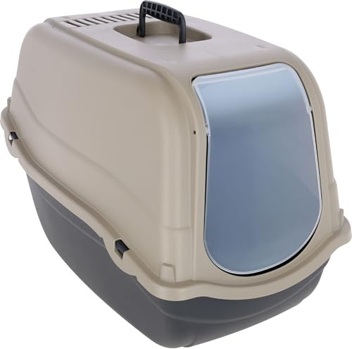 Kerbl Pet Emma Eco Caja de Arena para Gatos, Negro/marrón, 57 x 39 x 41 cm, Hecha de plástico 100% Reciclado, con Filtro y Puerta, fácil de Limpiar