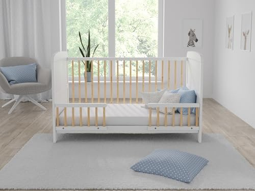 Love For Sleep Maddox Babybett Kinderbett 70x140cm Weiß,Lattenrost Gitterbett aus Holz 3 in 1,mit mitgelieferten Sicherheits-Holzbarrieren