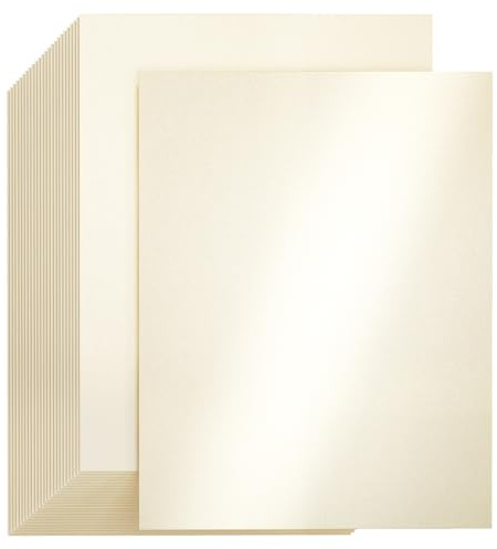 CreGear 25 Sheets Cream Shimmer Cardstock Printer Paper 8.5 x 11, 78lb/210gsm Glossy Card Stock, Premium Pearl Cardstock, Double Side Pearlescent Paper for DIY Craft, Christmas Card Making, Invitation