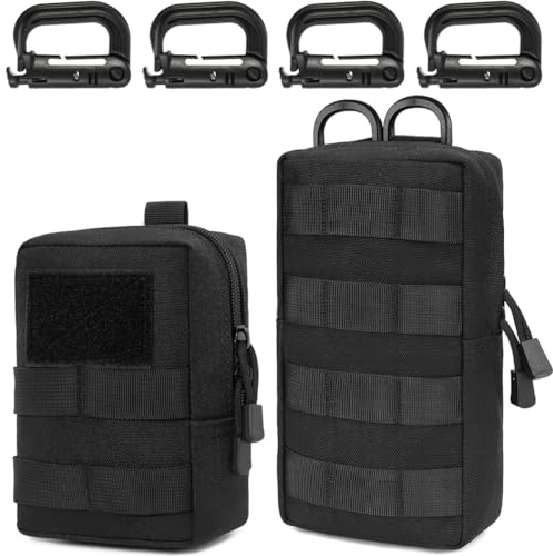 MUCHER 2 Pack Molle Tasche Taktische Hüfttaschen EDC Utility Bauchtasche Hüfttasche mit 4 Haken Rucksack-Zusatztaschen für Outdoor Wandern Jagdcamping Training