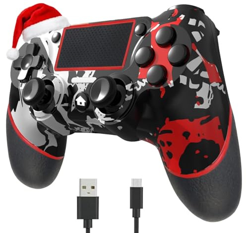 SZYUYU Wireless Controller for Ps4 Romote Compatible with Ps4/Slim/Pro/Windows PC, Controller for Ps4 with 3.5mm Audio Jack, Touch Pad,Six Axis Motion Control, Charging Cable (Flame White)