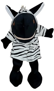 Proumhang Handdockor med Full Kropp för Barn,Djur Handdockor Gård Tema Dockor Leksaker Set,Plysch för Låtsasleksaker Zoo Friends Dockteater med Rörlig öppen Mun,35cm,Zebra