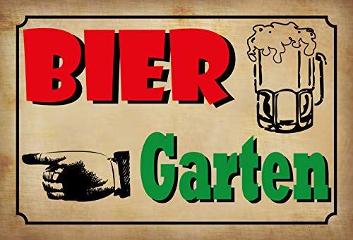 Ontrada Holzschild 12x18cm Bier Garten Links Hinweisschild Holz Schild