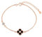 OCJ Four Leaf Clover Bracelet Black 925 Sterling Silver Jewellery Gifts for Women, Onyx, Rose Gold Plated, 7+1+1 inches