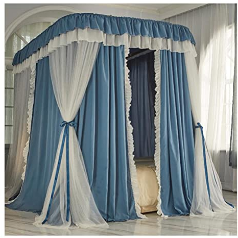 FZZIBQYR Doppelbett-Baldachin, Moskitonetz, Schlafzimmer-Schlafsaal, Verdunkelungsvorhang, Frühling, Sommer, Herbst, Winter, Mädchenzimmer, Dekoration (Farbe: Blau, Größe: 150 x 200 cm/59 x 79 Zoll)