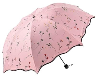 ATMRC Taschenschirme Regenschirme Schöne Blume 3 Faltschirm Frau Anti-UV-Sonnenschutzschirme Winddichte schwarze Beschichtung Sonnenschirme Regenschirme