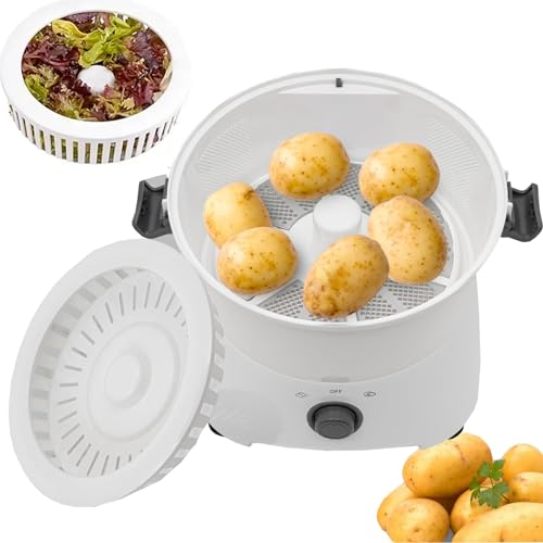 Electric Potato Peeler, Fully Automatic Vegetable Dehydrator, Salad Spinner, 1kg Capacity, One-Touch Ope-ration, Rotating Safety Lock, Kitchen Peeler/Dehydrator Tool