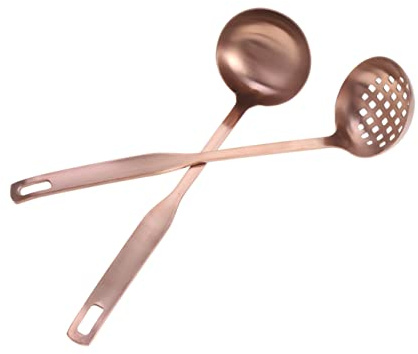 PRETYZOOM Juego De Utensilios De Cocina De Acero Inoxidable 26x6.5 Cm, Colador y Cuchara Con Filtro, Resistentes Al Calor, Aptos Para Lavavajillas, Color Oro Rosa Para Uso Gastronómico Diario