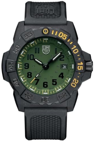 Luminox Herren-Armbanduhr Navy Seal Foundation Schwarz/Grün mit Kautschukarmband und Schnellwechsel-Armband aus NATO-Gewebe, Carbon Gehäuse 45 mm, 20ATM, kratzfestes Mineralglas
