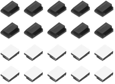 QUARKZMAN 40 Stück Selbstklebende Kabelclips Schwarzer Kabelclip | Draht Halter Organizer, Wand Kabelmanagement Kabelorganisation, Für Büro Schreibtisch Wand Kabelbündel