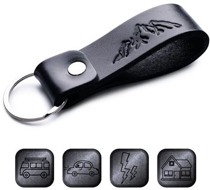 MAGOR Porte-clés de voiture en cuir véritable fait à la main avec motif gaufré