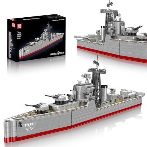 Mould King 10133 Battleship Klemmbausteine, Groß WWII Militär Kriegsschiff Marine-Schlachtschiff Modell zum Bauen und Ausstellen Geschenk für Militärbegeisterte Männer/Erwachsene(1815 Teile)