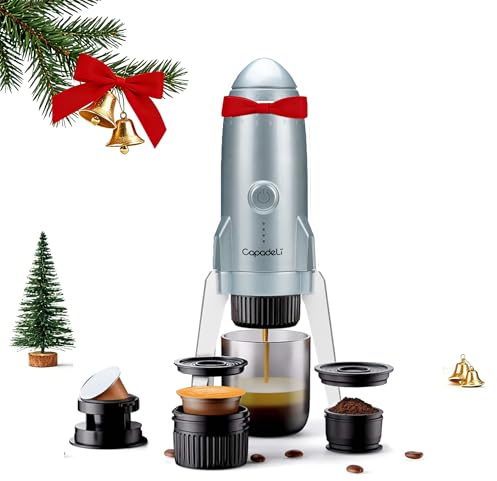 HAILASRE Macchina per caffè espresso portatile 3 in 1 Eletric Travel Coffee Maker con NS Capsule & Ground Coffee & DolceGusto Pod, USB tipo C & Car Charger, filtro da 19 bar Pod Coffee Maker con