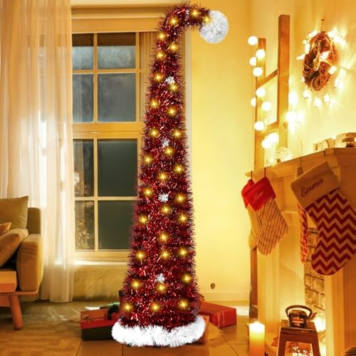 Ruaizel 150cm Künstlicher Weihnachtsbaum mit Beleuchtung 5M 50 LEDs, Faltbarer pop up Weihnachtsbaum, Tannenbaum Weihnachtsdekoration für Zuhause, Küche, Innen, Außen