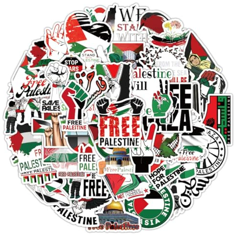 KIRZAX 100 pezzi libero Palestina Sticker Decal, Adesivo Bandiera Palestina, ersonalizzato Vinile Decal Graffiti Stickers,Free Palestine Sticke,per Laptop Bottiglia Acqua Chitarra Bicicletta