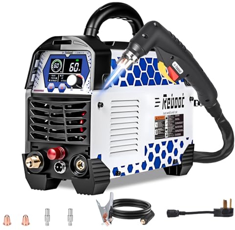 Reboot Plasma Cutter Non-High Frequency Non-Touch Pilot Arc, 120V/240V Dual Voltage, 1 Inch Max Cut 5/8 Inch Clean Cut, Mesh Cutting, 2T/4T, Large LED Display for Beginners DIY