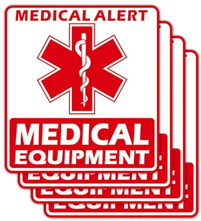 TINNALART Medical Equipment Alert Luggage Tag Stickers, First aid Sticker, for Luggage, Cartons，Cases，Waterproof Durable Fragile Medical Equipment/Handle with Care Stickers