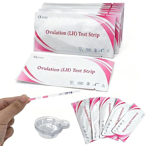 REROON 100 Count LH Ovulation Test Strips with Urine Cups for Fertility Women | Ovulation Strips Fertility Test Kits for Accurately Track | Bulk High Sensitivity for Home Use | Individually Wrapped
