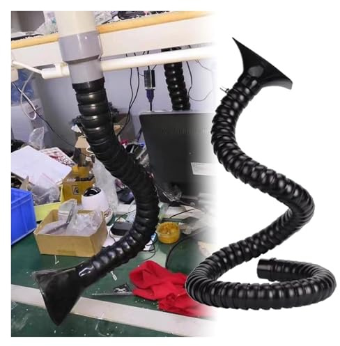 2/3 Industrie-Absaugarm mit Haube, 360° verstellbarer flexibler Schlauch zur Entfernung gefährlicher Dämpfe und Stäube in Werkstatt und Labor(Black,75mm-150cm)