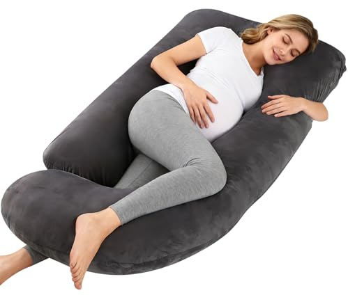 SOARFLY Schwangerschaftskissen, U-förmiges Ganzkörperkissen, Stillkissen Seitenschläferkissen, abnehmbarem Bezug, Pregnancy Pillow unterstützt Rücken, Beine & Bauch, (Velours 155cm)