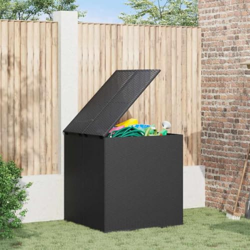 Genérico Baúl de Cojines para jardín de ratán PE Negro 100x97,5x104 cm, Cajas de almacenaje para Exteriores Negro,317226