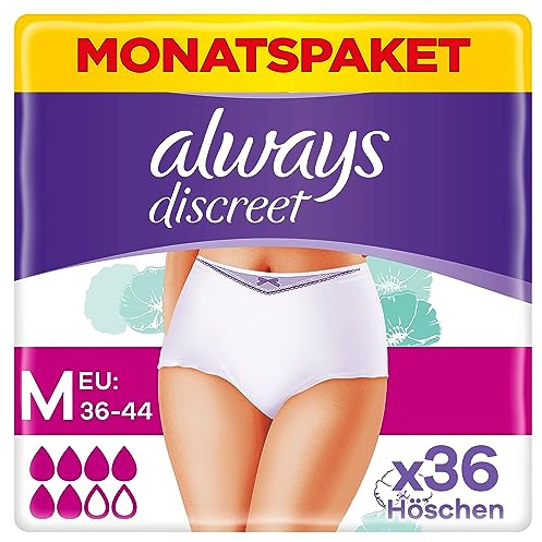 Always Discreet Inkontinenz-Höschen Für Frauen Plus M 36 Stück, Schliesst Gerüche Und Flüssigkeit sofort ein