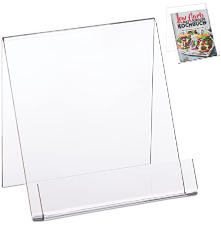 Relaxdays Buchaufsteller A5, Acryl Leseständer für Bücher, stabil, Prospekthalter HxBxT 15 x 15 x 11,5 cm, durchsichtig