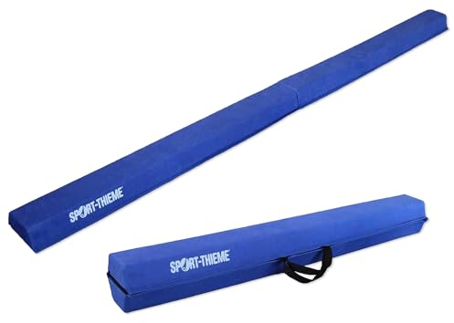 Sport-Thieme Übungsschwebebalken klappbar | Turnen für zuhause | Erweiterbar, mit 2 Griffschlaufen, rutschfest, faltbar | Länge: 2,40 cm | Gewicht: 1,5 kg | Höhe: 7cm | Blau