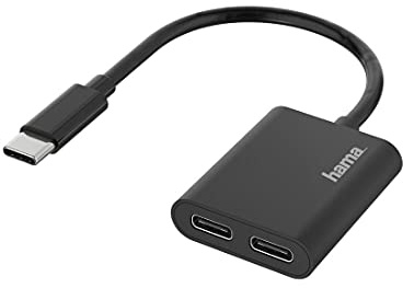 Hama Ljudadapter, 2 i 1, USB-C/2-portars USB-C, ljud+laddning