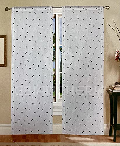 GBiancheria COPPIA TENDE ISABEL RICAMO GRIGIO 60X150 60X240 PER FINESTRE E PORTEFINESTRE PRONTE DA APPENDERE (60x240)