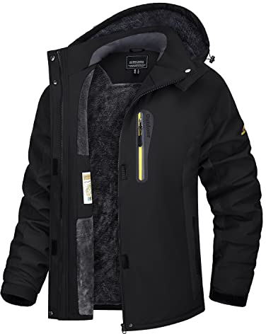 TACVASEN Damen Winterjacke Warm Skijacke mit Fleece Gefüttert Wasserdicht Atmungsaktiv Softshelljacke Outdoor Softshelljacke Schwarz L