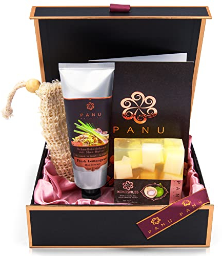 Panu Natural Geschenkset Small - Entspannungs Geschenke für Frauen - Premium Gifts for Women Beauty Box - Wellnes Set für Frauen - Hochwertiges Geburtstagsgeschenk inkl. Glückwunschkarte