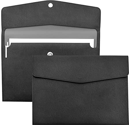 VANRA Aktenordner aus PU-Leder, A4-Papier, Dokumentenmappe, Dokumenten-Organizer, Leder-Portfolio-Ordnerhalter mit Magnetverschluss (schwarz)