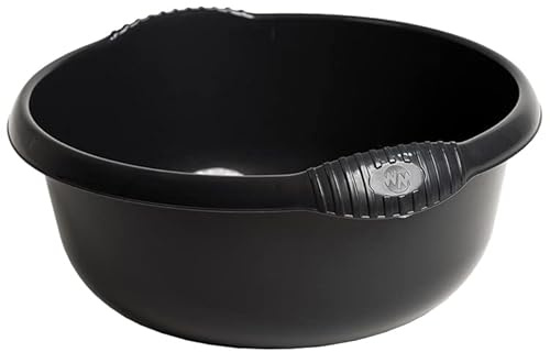 JMS we create smile Black High Grade Plastic Round Washing Up Bowl Kitchen Basin Sink Tidy Organiser (36 cm)