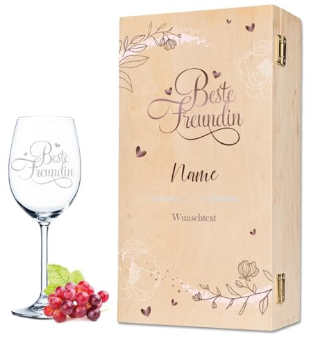 Leonardo - Copa de vino con grabado - Mejor amiga - Regalos divertidos para mujeres también como regalo de cumpleaños para mujeres - Copas de vino de agradecimiento idea de regalo Color Caja pequeña