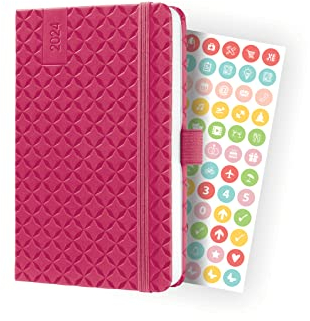 SIGEL J4104 Wochenkalender Jolie 2024, ca. A6, pink, Hardcover, Gummiband, Stiftschlaufe, Einstecktasche, 174 Seiten, aus nachhaltigem Papier, Terminplaner