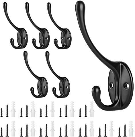 Sinofort 6 Piezas Colgador pared Perchero de Pared Gancho Perchero Colgador Ropa Pared Colgador Abrigos para Colgar Abrigo Sombrero Toalla Bufanda Bolso Llave (Negro)