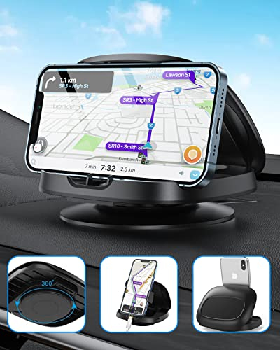 JOYEKY Car Phone Holder for Dashboard, 360° Rotatable Horizontal & Vertical Viewing Car Phone Mount,Washable Reusable Mobile Phone Holder, for iPhone Samsung Android Smartphones (Black)